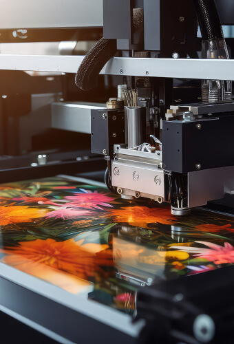 機械が広告を加工する様子